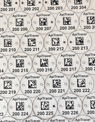 ApiTracer Datamatrix labels round shaped x36 : 0,55cts/labels